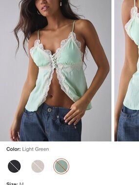 Kimchi Blue Mint Green Lace-Trim Cami